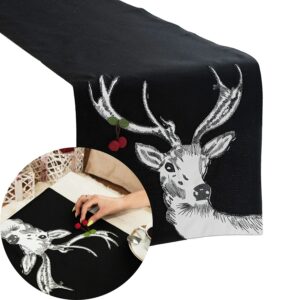 BIEŻNIK ŚWIĄTECZNY RENIFER 35x140 czarny