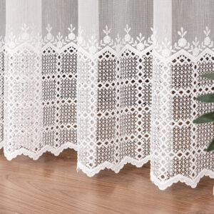 FIRANA HAFTOWANA Z APLIKACJĄ GIPIUROWĄ 290cm biała