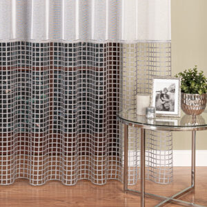 FIRANA Z APLIKACJĄ GIPIUROWĄ NA MARKIZECIE 280cm biała z szarym dołem