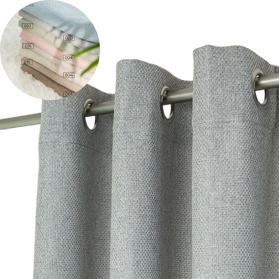 ZASŁONA GOTOWA NA PRZELOTKACH STRUKTURALNA 140x250cm kolor jasny szary