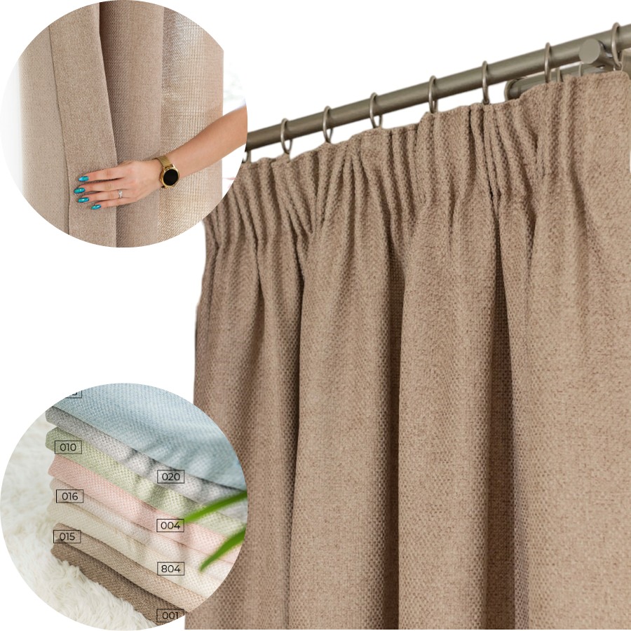 ZASŁONA GOTOWA NA TAŚMIE STRUKTURALNA 140x250cm kolor kawowy