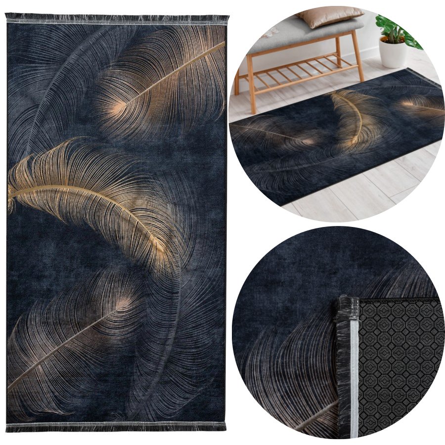 DYWAN DEKORACYJNY ANTYPOŚLIZGOWY 60x120 JUKO czarny