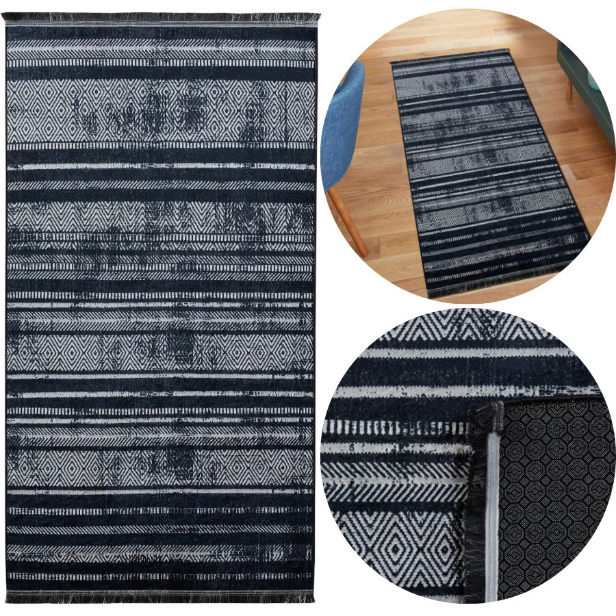 DYWAN DEKORACYJNY ANTYPOŚLIZGOWY 80x140 MACK czarny
