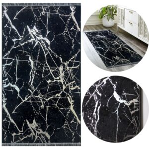 DYWAN DEKORACYJNY ANTYPOŚLIZGOWY 120x160 NEVA czarno srebrny