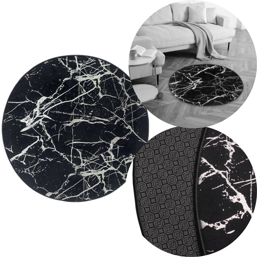 DYWAN DEKORACYJNY ANTYPOŚLIZGOWY 100cm NEVA czarno-srebrny