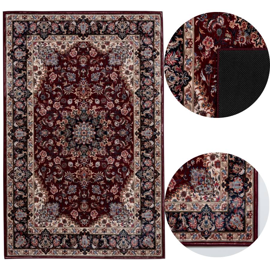 DYWAN DEKORACYJNY ANTYPOŚLIZGOWY 120x160 FUSA bordowy