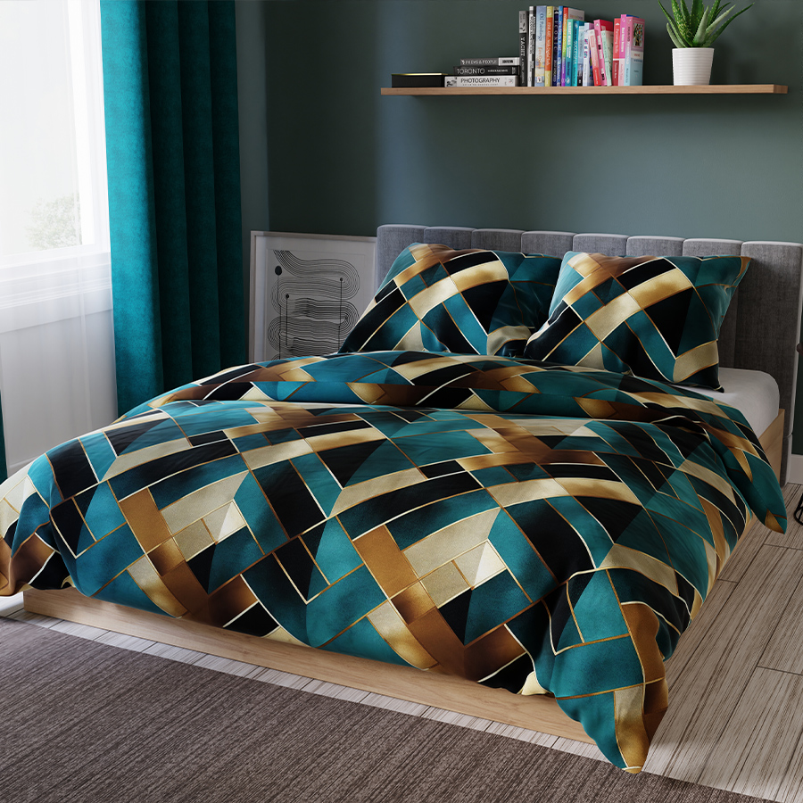 KOMPLET POŚCIELI Z SATYNY BAWEŁNIANEJ RUBIK 160x200cm