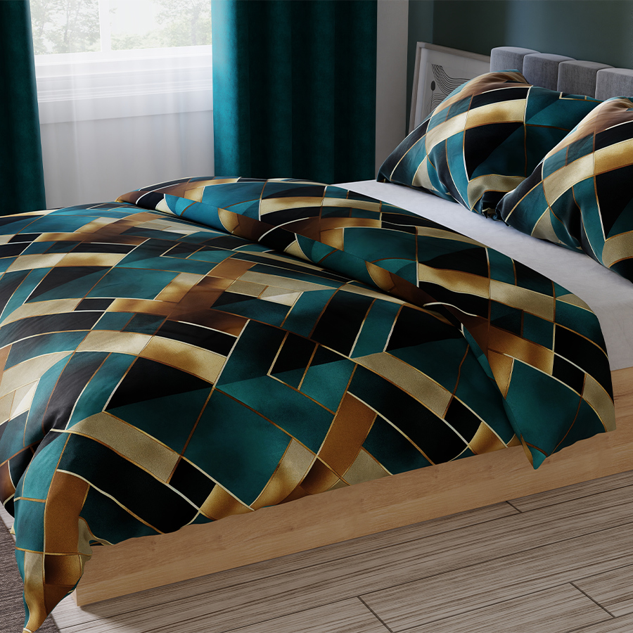 KOMPLET POŚCIELI Z SATYNY BAWEŁNIANEJ RUBIK 220x200cm