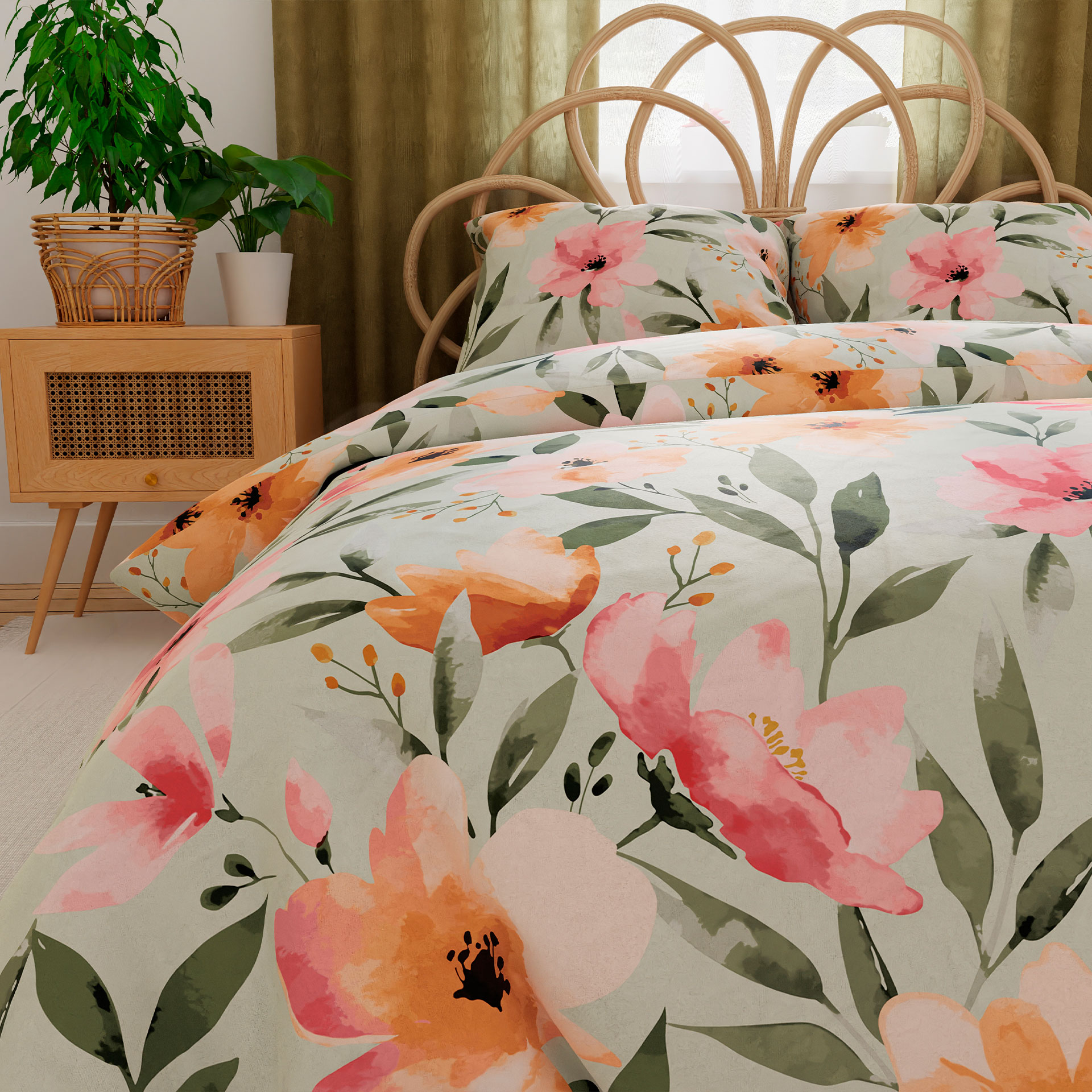 POŚCIEL BAWEŁNIANA 220x200cm KOMPLET POŚCIELI FLORALIS