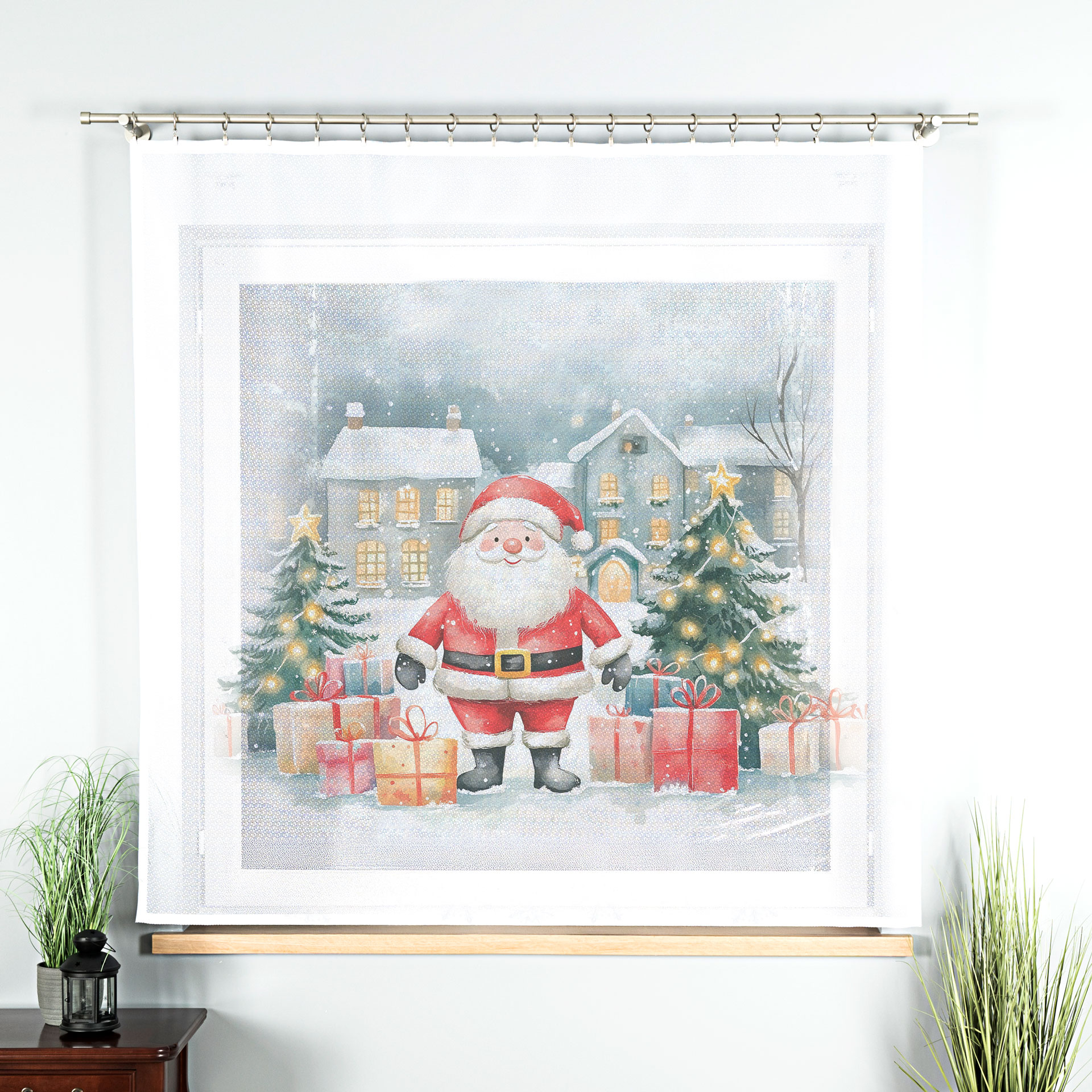 FIRANA PANELOWA ŚWIĄTECZNA MIKOŁAJ ETAMINA PANEL 150x170cm