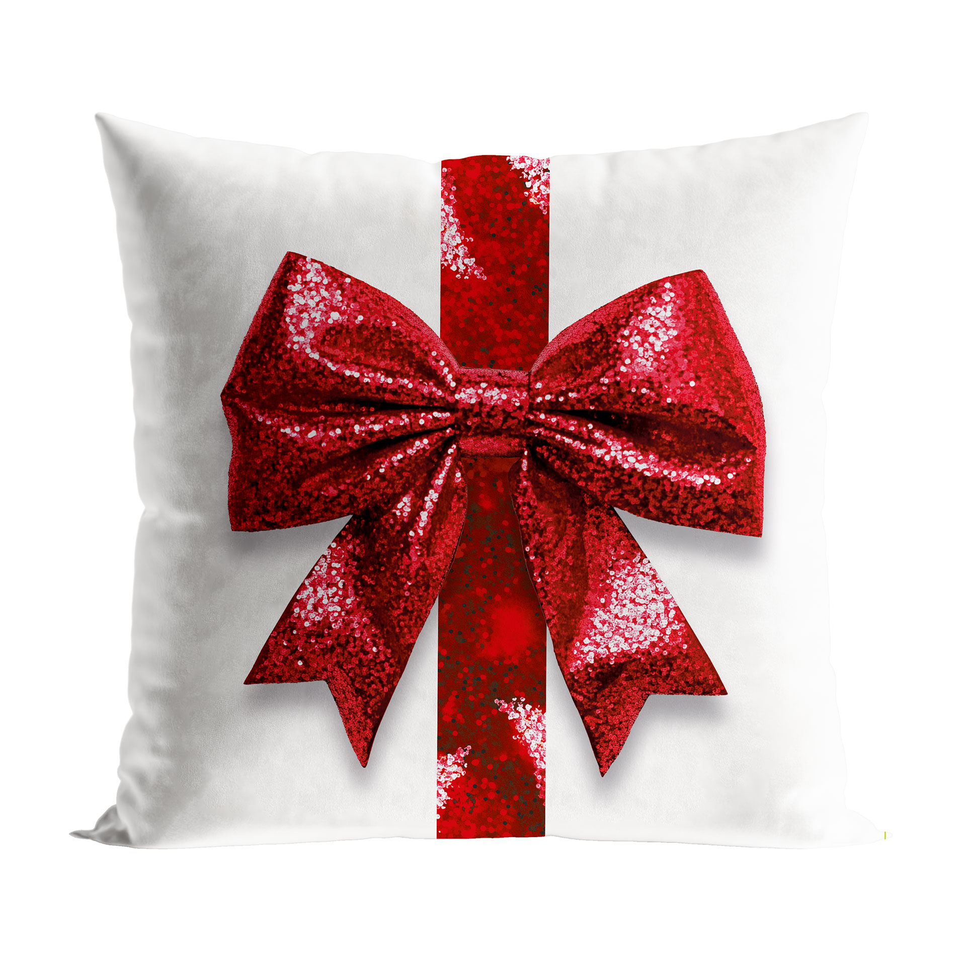 POSZEWKA ŚWIĄTECZNA VELVET BROKATOWA KOKARDA 40x40cm biały