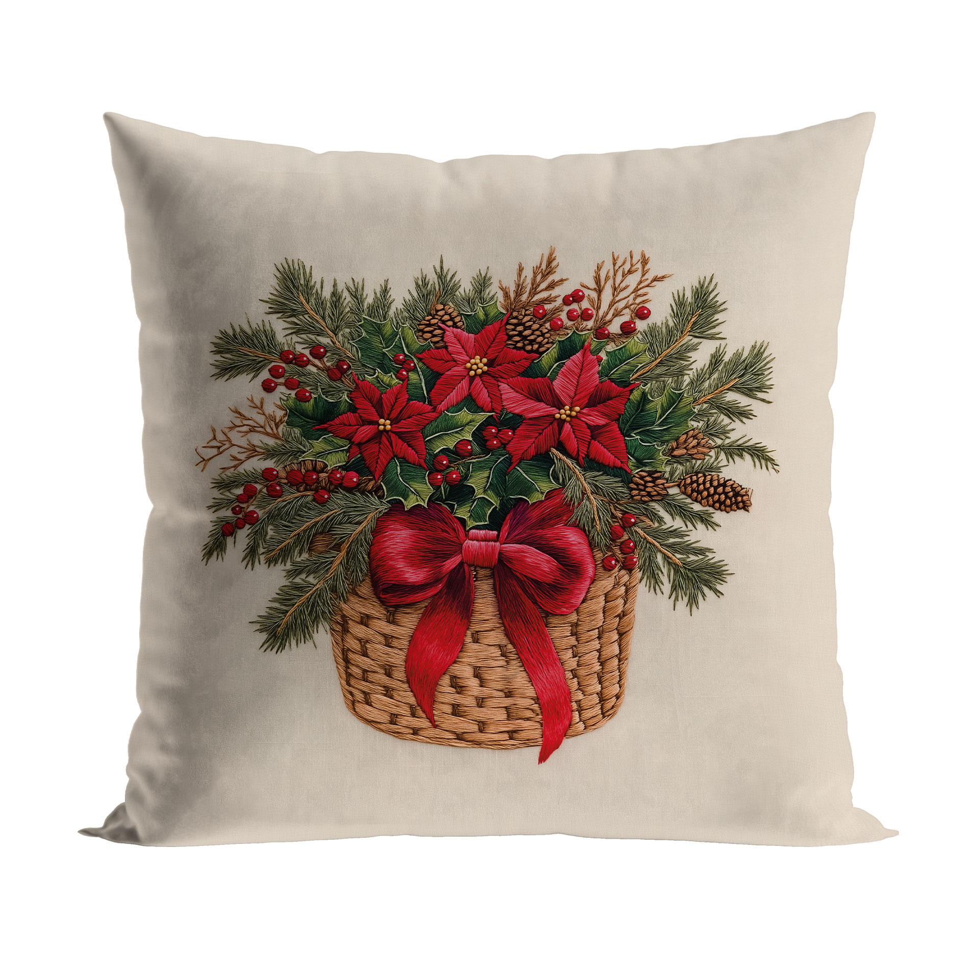 POSZEWKA ŚWIĄTECZNA VELVET BUKIET W KOSZYKU 40x40cm