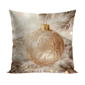POSZEWKA ŚWIĄTECZNA VELVET ZŁOTA BOMBKA 40x40cm beżowo-złoty
