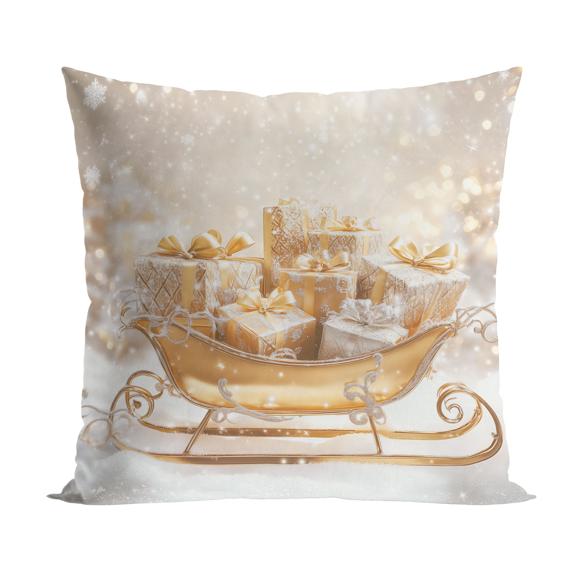 POSZEWKA ŚWIĄTECZNA VELVET ZŁOTE SANIE 40x40cm biało-złoty
