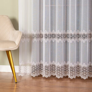 FIRANA Z APLIKACJĄ GIPIUROWĄ NA MARKIZECIE 280cm biała ze złotym