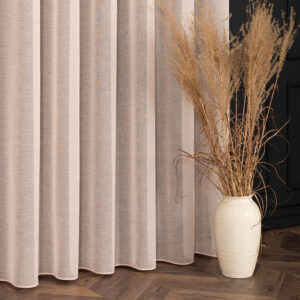 Firanka z ołowianką w stylu natural look 320cm kolor pastelowy różowy