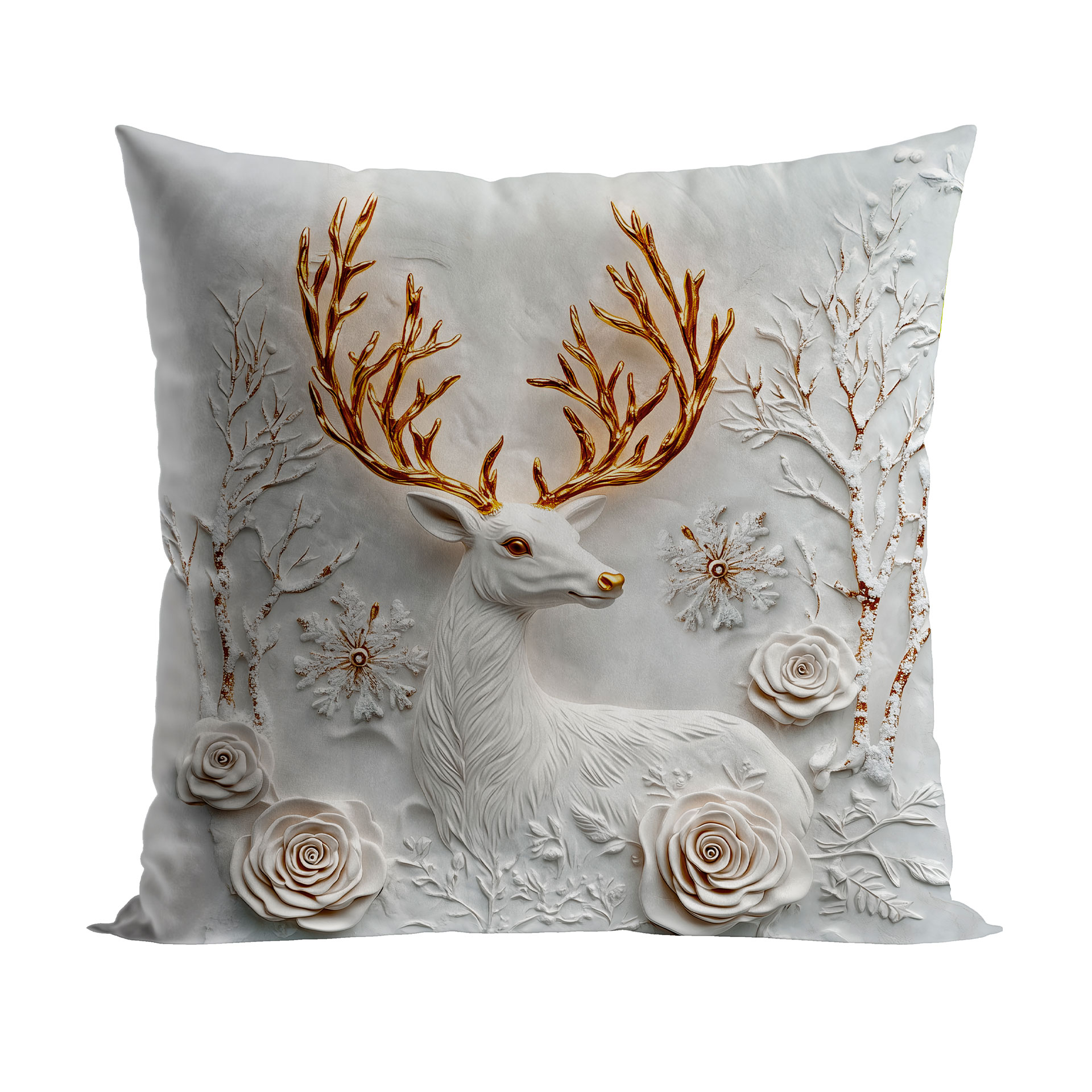 POSZEWKA ŚWIĄTECZNA VELVET JELONEK Z EFEKTEM 3D 40x40cm
